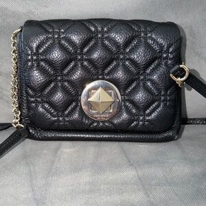 Kate Spade Astor Naomi Quilted Black Leather Crossbody Bag Pyramid Turnlock EUC
